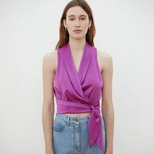 Nanushka Satin Wrap Blouse